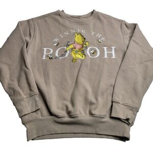 Disney Winnie The Pooh Crew Neck‎ Women's XS Embroidered Tan